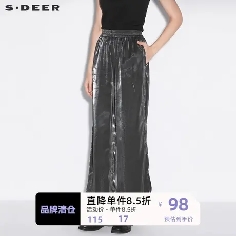 sdeer圣迪奥女装休闲松紧反光垂坠阔腿长裤S21360825🐈商品大图