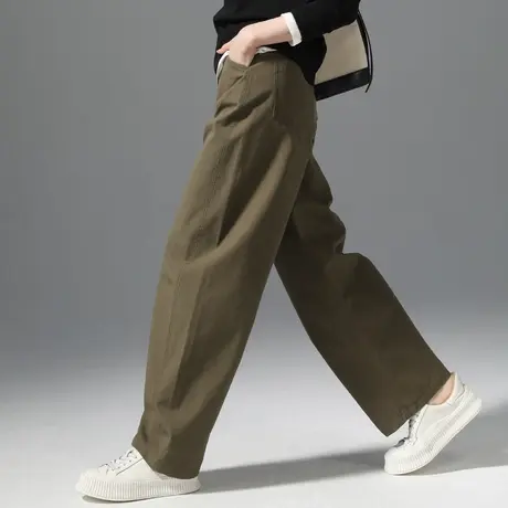 军绿裤子女2025春季新款镰刀裤宽松显瘦裤子直筒阔腿裤休闲香蕉裤图片