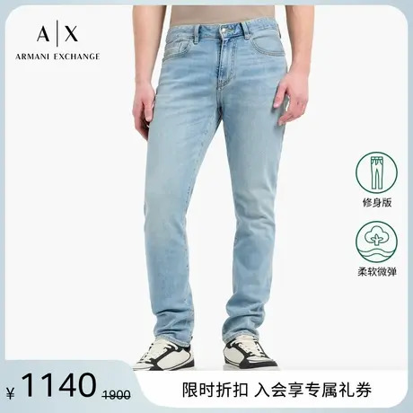 ARMANI EXCHANGE/阿玛尼2025夏季新款男士低腰修身微弹水洗牛仔裤商品大图