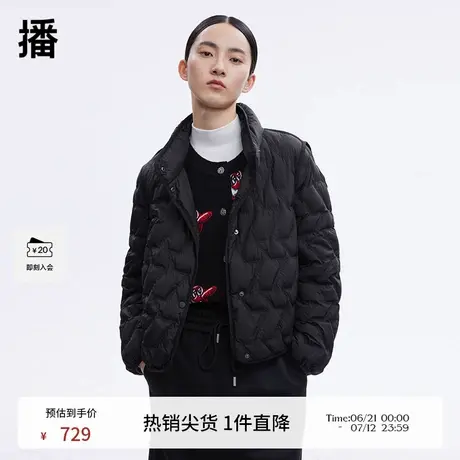 播短款半高领轻便羽绒服女24冬新款简约休闲保暖外套DDS1RD3010商品大图