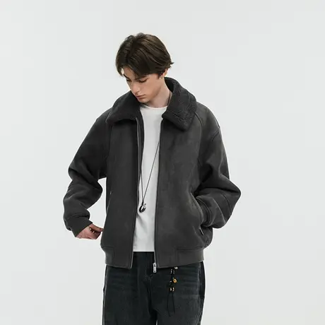 Lilbetter空气层雪花绒仿皮毛一体夹克2024冬季慵懒时尚翻领外套商品大图