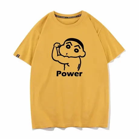 秀洛健身的蜡笔搞笑图案小新休闲吸汗纯棉短袖T恤男女半袖上衣服图片