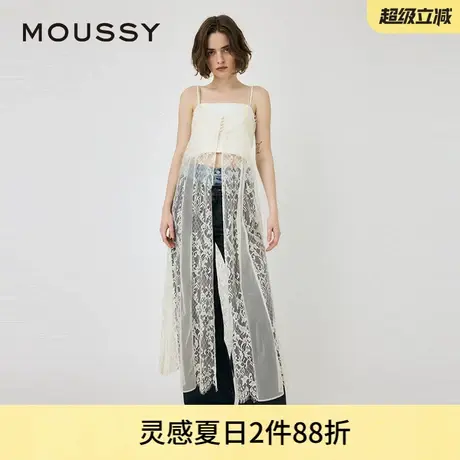 MOUSSY 夏季新品纯欲叠穿透视蕾丝吊带连衣裙女010HA633-7381商品大图