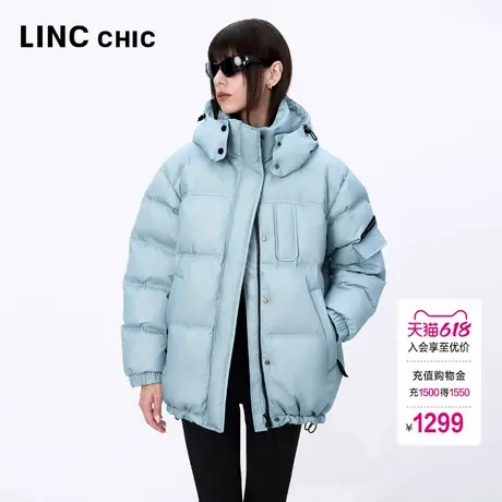 LINCCHIC金羽杰羽绒服女款2024新款量感造型短款面包羽绒服女3168图片