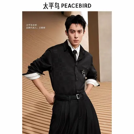 【王鹤棣同款】太平鸟男装 2025年春季新款长袖衬衫男潮B1CHF1419商品大图