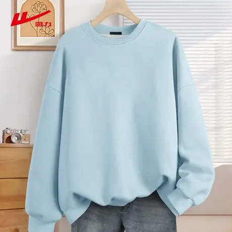 ZH回力圆领卫衣女2025年新款春秋季宽松显瘦上衣长袖无帽上衣女商品大图