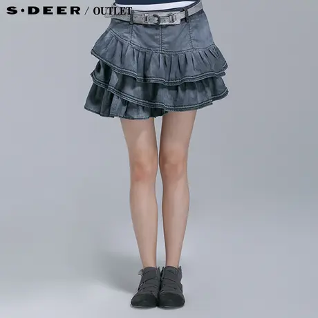 s.deer【上新】圣迪奥专柜正品夏装多层拼接做褶短裙S13281356商品大图