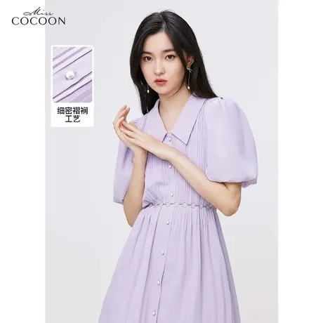 missCOCOON法式泡泡袖连衣裙女2023新款夏季小个子短款显瘦衬衫裙图片