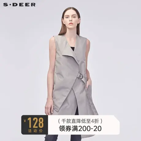 sdeer圣迪奥秋装不规则搭片收腰设计中长款无袖马甲S19181602🛠商品大图