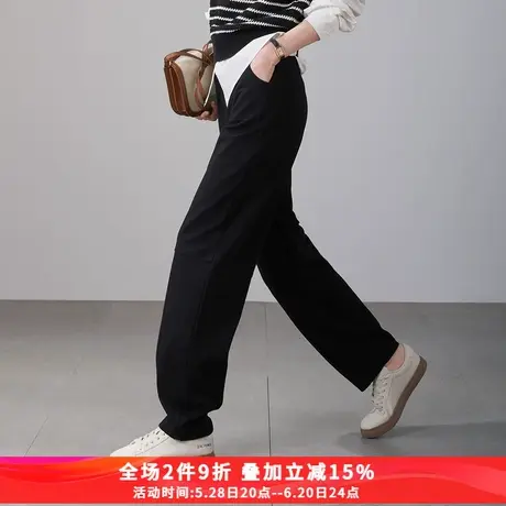 娅丽达新款休闲裤女2025春季宽松女裤小个子裤子老爹裤黑色香蕉裤商品大图