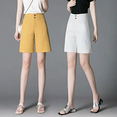 2025夏季新款休闲五分裤女时尚高腰显瘦阔腿短裤子薄款百搭热裤潮图片