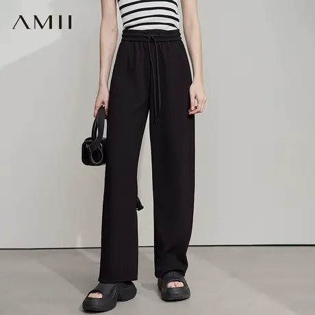 AMII【镰刀裤】25秋夏韩版慵懒休闲显瘦窄版休闲裤直筒镰刀裤女商品大图