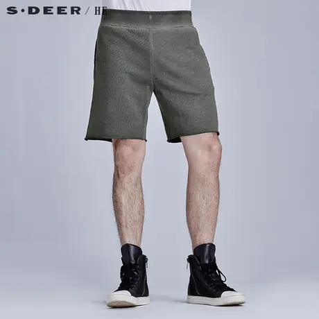 【惠】sdeer圣迪奥男装休闲运动灰做旧感中裤H14270796图片