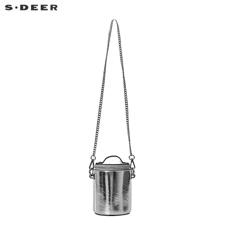 sdeer圣迪奥女装时尚街头纹理水桶包斜跨包链条包S20383839图片