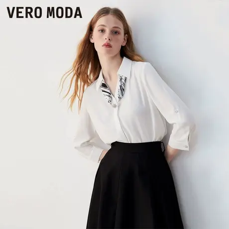 Vero Moda奥莱衬衫女冬季新款优雅通勤简约V领七分袖上衣简约流行商品大图
