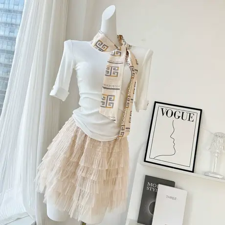 韩系穿搭秋冬纯欲显身材上衣设计感飘带v领t恤洋气高端别致小衫女商品大图