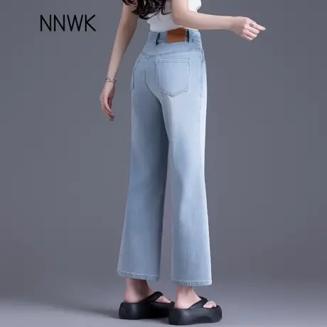 九分微喇天丝牛仔裤女2025新款夏季薄款浅色高腰冰丝小个子喇叭裤商品大图