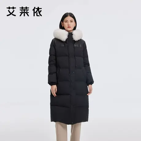 简约拼接毛领长款商品大图