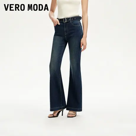 Vero Moda奥莱牛仔裤女2025夏季新款磨白复古腰带微喇叭裤百搭商品大图