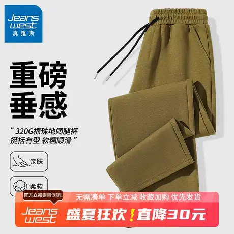 GV真维斯320G重磅裤子男款春秋季新款男士宽松休闲大码直筒裤子B商品大图