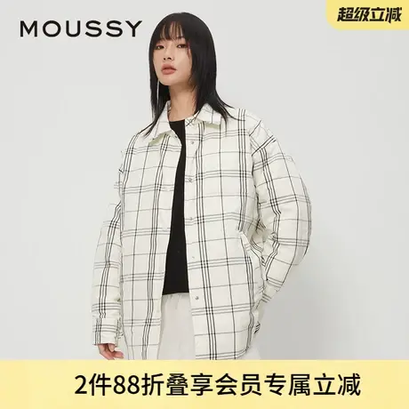 MOUSSY 春季新品日系格纹薄绒宽松羽绒服衬衫外套女028HAZ30-0281商品大图
