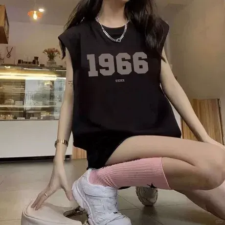 纯棉吊带运动坎肩工字背心无袖t恤女夏外穿慵懒风宽松篮球服上衣商品大图