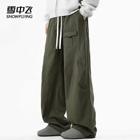 雪中飞休闲裤2025春夏新款日常简约复古时尚潮流男士款宽松阔腿裤图片