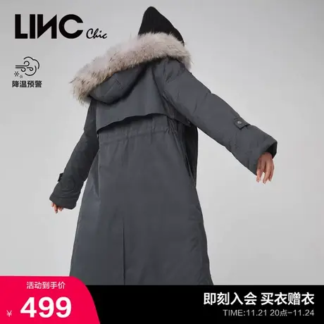 LINCCHIC金羽杰羽绒服女毛领派克服中长款羽绒服女冬季Y21884468商品大图