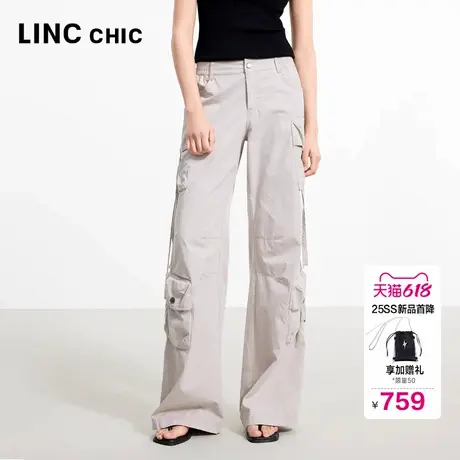 LINC金羽杰2025年夏季新款裤子宽松直筒工装感长裤女户外穿搭78YY图片