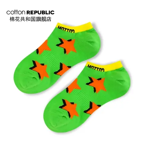 Cotton Republic/棉花共和国男士解构款星星提花情侣短袜图片