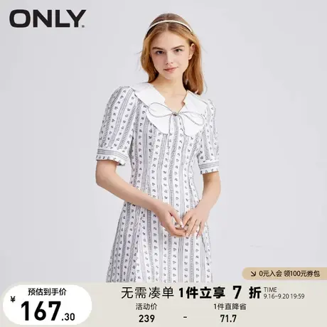 ONLY奥莱夏季设计感荷叶领甜美A字碎花裙连衣裙女商品大图