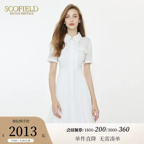 Scofield舒适衬衫连衣裙通勤优雅褶皱收腰连衣裙女装2023夏季新款图片