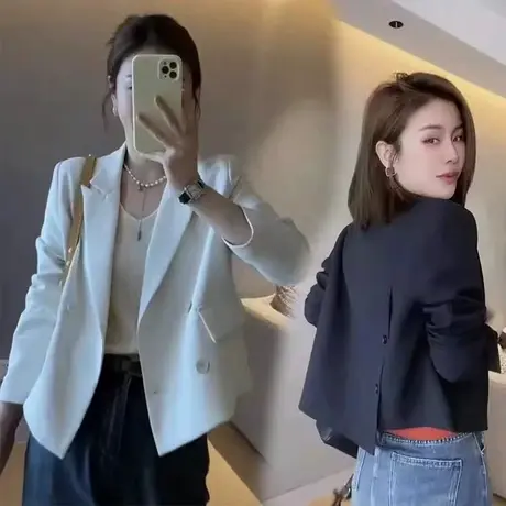 2025年秋季新款短款小西装外套女设计高级感休闲小个子西服上衣潮商品大图