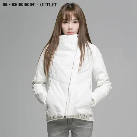 s.deer【预售】圣迪奥专柜正品女装纯色文艺钩花棉衣S14482357图片