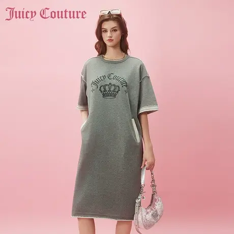 Juicy Couture橘滋2024早春日穿搭新款立体印花毛边气质连衣裙子图片