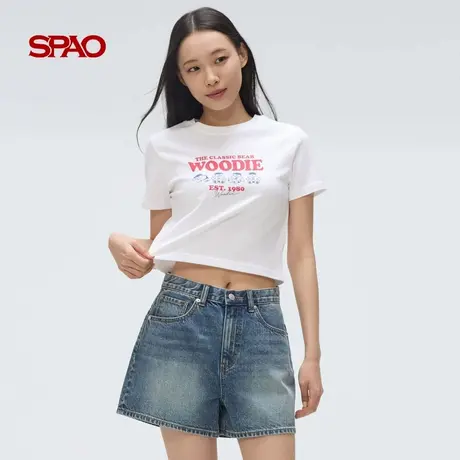 【U先测评】SPAO韩国同款2025年夏季新品休闲日常圆领短款短袖T恤图片