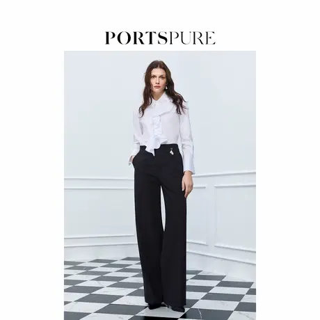 宝姿PORTSPURE女装2025夏季新品淡人老钱风可拆卸珍珠挂饰长裤商品大图