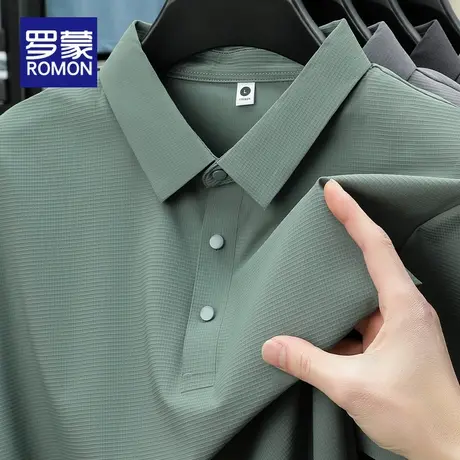 罗蒙男士短袖polo衫夏季宽松透气冰丝2025新款高级商务休闲上衣男图片