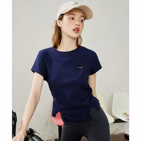 a02不规则下摆设计美式短款上衣夏季休闲修身女式T恤商品大图