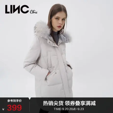 LINCCHIC金羽杰羽绒服女毛领复古中长款羽绒服女冬季外套944330图片