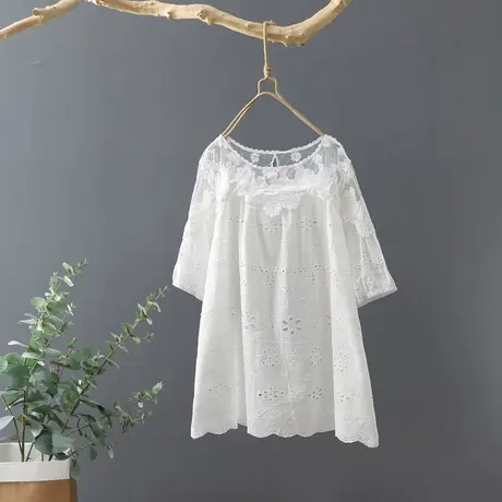 夏季新款设计感小众韩版短袖宽松白色t恤女蕾丝很仙的上衣打底图片
