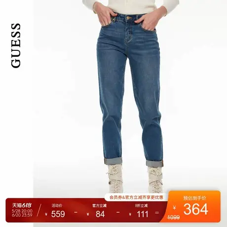 GUESS女士休闲通勤复古水洗锥形牛仔裤-W4PA2FD51V0商品大图