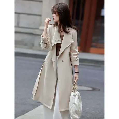 时尚气质风衣2025年春季新款女刺绣中长款休闲街头简约百搭外套商品大图