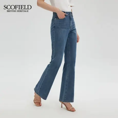 【含棉】Scofield女装复古中腰微喇牛仔裤修身2025夏季新品商品大图