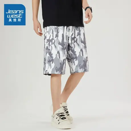 VF真维斯男装 2025夏季新款迷彩花纹时尚休闲风日常百搭男装短裤商品大图