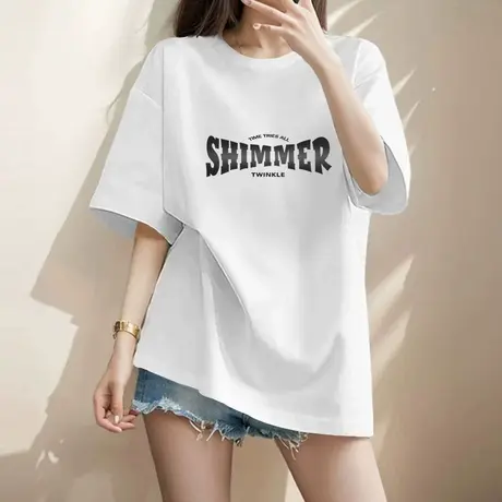 NOB真维斯纯棉短袖t恤女2025新款夏季爆款正肩青少年宽松上衣半袖图片