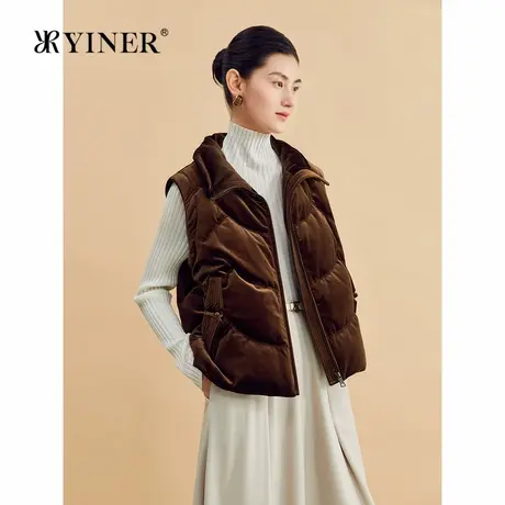 【丝绒质感】YINER音儿专选秋季美拉德马甲新中式羽绒服商品大图
