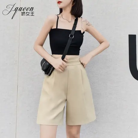 高腰短裤女夏季新款垂感宽松时尚休闲直筒中裤A字显瘦阔腿五分裤商品大图