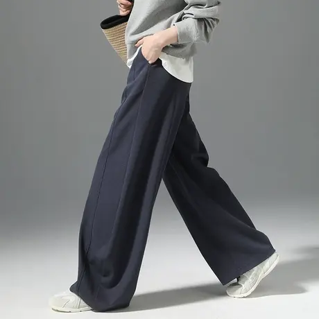 茧型宽松弯刀阔腿裤女2025春秋新款松紧高腰遮肉运动风休闲镰刀裤商品大图