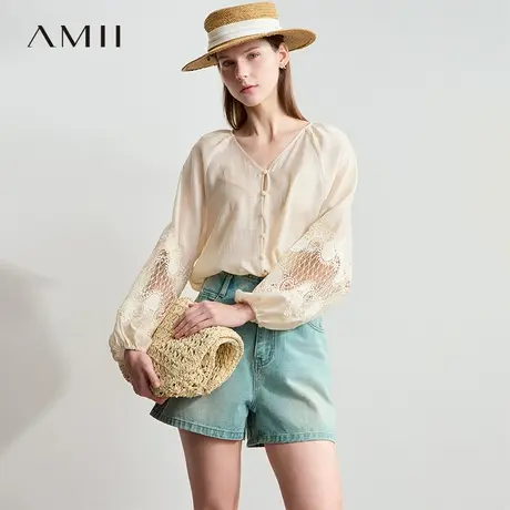 AMII【莱赛尔蕾丝衬衫】复古法式优雅轻奢蕾丝衬衣莱赛尔衬衫女商品大图